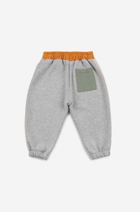 Bobo Choses pantaloni de trening din bumbac pentru bebeluși culoarea bej