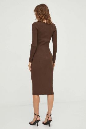 BA&SH rochie culoarea maro, midi, mulata