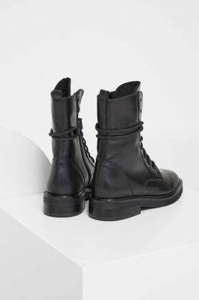 Answear Lab cizme de piele femei, culoarea negru, cu toc plat, izolare usoara