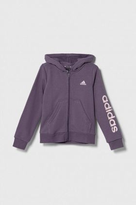 adidas bluza copii culoarea violet, cu glugă, cu imprimeu