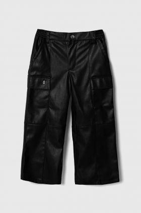 Sisley pantaloni copii culoarea negru, neted