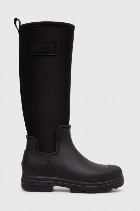 UGG cizme Droplet Tall femei, culoarea negru, cu toc plat, izolare usoara, 1151350