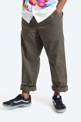 Vans pantaloni Authentic Chino culoarea verde, fason chinos, medium waist VN0A5FJBKCZ-green