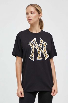 47brand tricou din bumbac MLB New York Yankees femei, culoarea negru