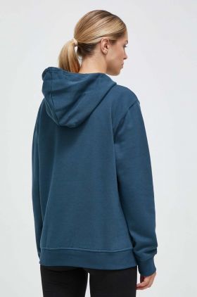 adidas Originals bluza femei, culoarea turcoaz, cu glugă, cu imprimeu