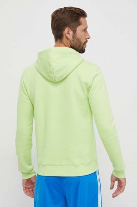 adidas Originals bluza barbati, culoarea verde, cu glugă, neted