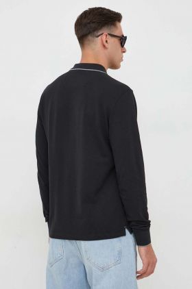 North Sails longsleeve din bumbac culoarea negru, neted