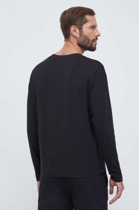 HUGO longsleeve lounge culoarea negru, neted