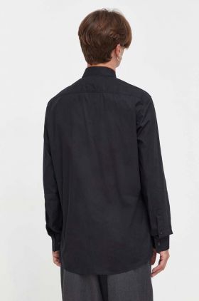HUGO camasa din bumbac barbati, culoarea negru, cu guler clasic, relaxed
