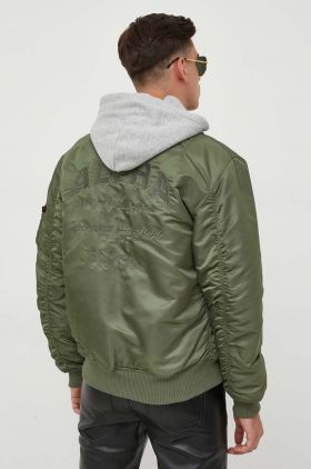 Alpha Industries geaca bomber MA-1 ZH Back EMB barbati, culoarea verde, de iarna