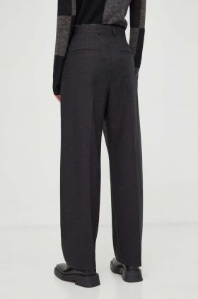 Tiger Of Sweden pantaloni de lana culoarea negru, lat, high waist