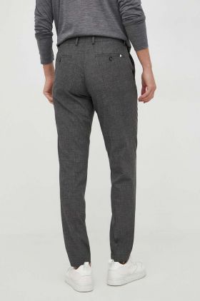 BOSS pantaloni din lana culoarea gri, cu fason chinos