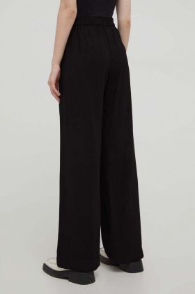 Marc O'Polo pantaloni femei, culoarea negru, lat, high waist