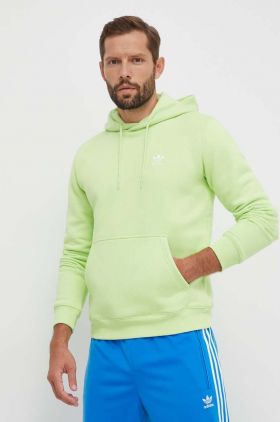 adidas Originals bluza barbati, culoarea verde, cu glugă, neted