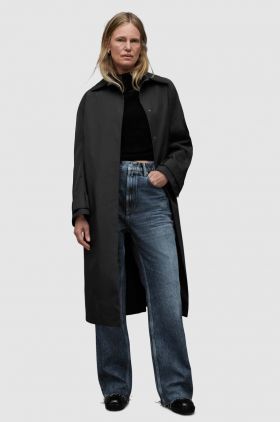 AllSaints trenci WO020Z ASHTINA TRENCH femei, culoarea negru, de tranzitie