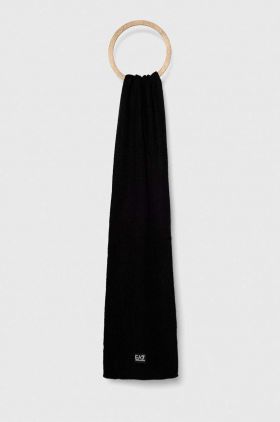 EA7 Emporio Armani esarfa din amestec de lana culoarea negru, neted