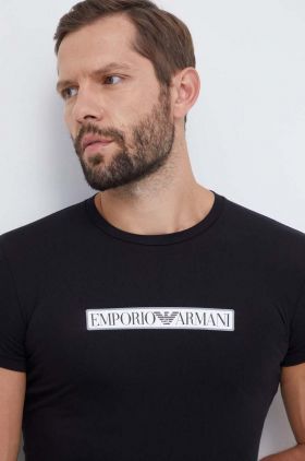 Emporio Armani Underwear tricou lounge culoarea negru, cu imprimeu