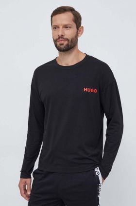 HUGO longsleeve lounge culoarea negru, neted