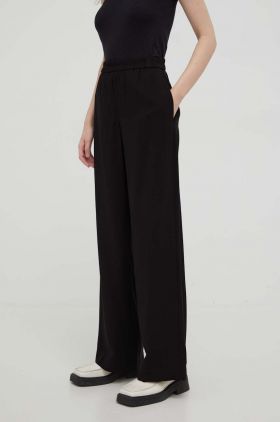 Marc O'Polo pantaloni femei, culoarea negru, lat, high waist