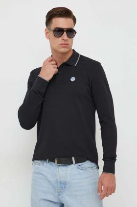 North Sails longsleeve din bumbac culoarea negru, neted