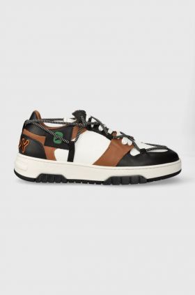 Off Play sneakers din piele SORRENTO culoarea maro, SORRENTO 1 WHITE BLACK COGNAC GREEN