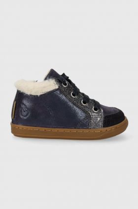 Shoo Pom sneakers de piele întoarsă pentru copii culoarea albastru marin