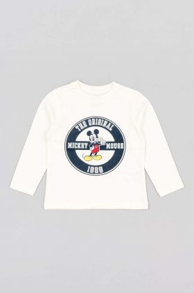 zippy longsleeve din bumbac pentru bebeluși culoarea alb, cu imprimeu