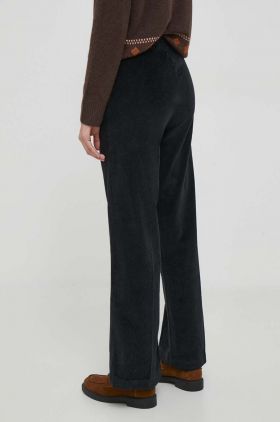 United Colors of Benetton pantaloni femei, culoarea negru, drept, high waist