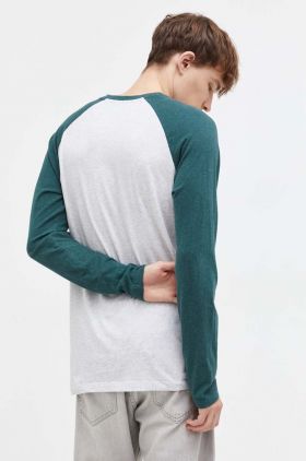 Superdry longsleeve din bumbac culoarea gri, melanj