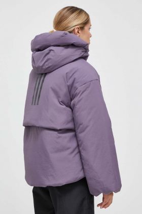 adidas geaca de puf femei, culoarea violet, de iarna