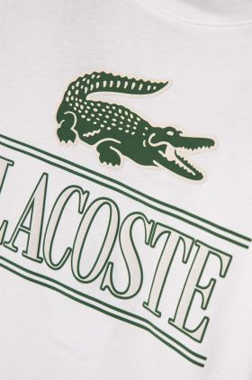 Lacoste tricou de bumbac pentru copii culoarea alb, cu imprimeu