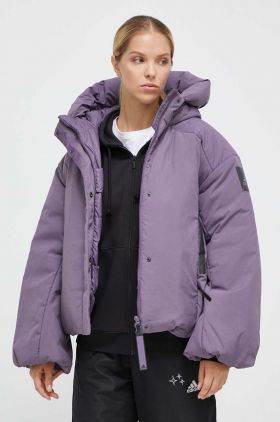 adidas geaca de puf femei, culoarea violet, de iarna