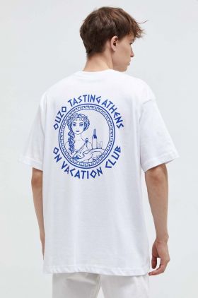 On Vacation tricou din bumbac barbati, culoarea alb, cu imprimeu