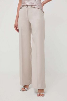 Silvian Heach pantaloni femei, culoarea bej, drept, high waist