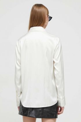 Abercrombie & Fitch camasa femei, culoarea bej, cu guler clasic, regular