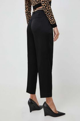 MICHAEL Michael Kors pantaloni femei, culoarea negru, fason tigareta, high waist