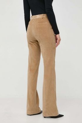 MICHAEL Michael Kors pantaloni de catifea cord culoarea bej, mulata, high waist