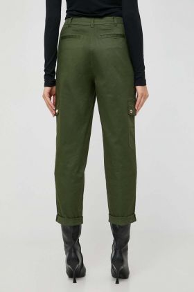 MICHAEL Michael Kors pantaloni femei, culoarea verde, drept, high waist