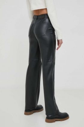 United Colors of Benetton pantaloni femei, culoarea negru, drept, high waist