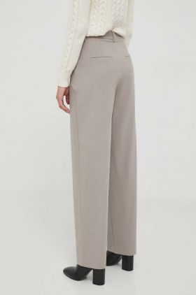 Sisley pantaloni din lana culoarea bej, drept, high waist