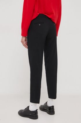 Sisley pantaloni femei, culoarea negru, mulata, medium waist