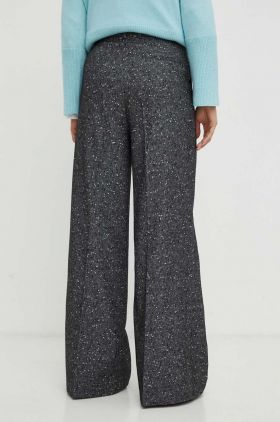 BOSS pantaloni din lana culoarea negru, lat, high waist