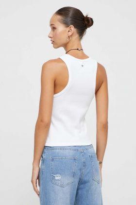 Tommy Jeans top femei, culoarea alb