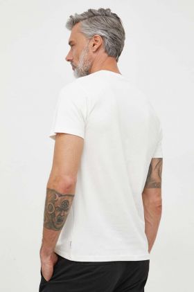 Pepe Jeans tricou din bumbac barbati, culoarea bej, cu imprimeu