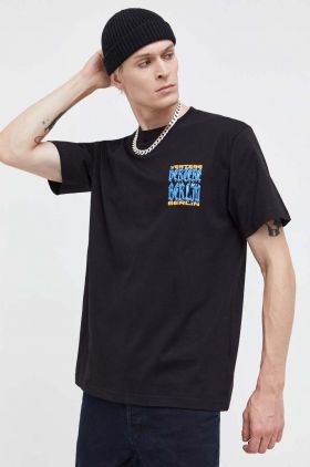 Vertere Berlin tricou din bumbac barbati, culoarea negru, cu imprimeu