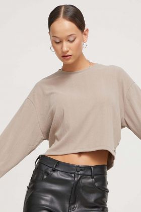 Abercrombie & Fitch longsleeve femei, culoarea bej