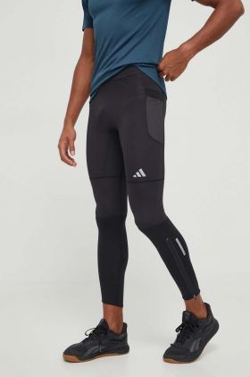 adidas Performance leggins de alergare culoarea negru, neted