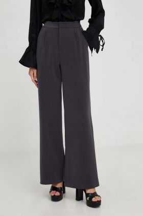 Answear Lab pantaloni femei, culoarea gri, drept, high waist