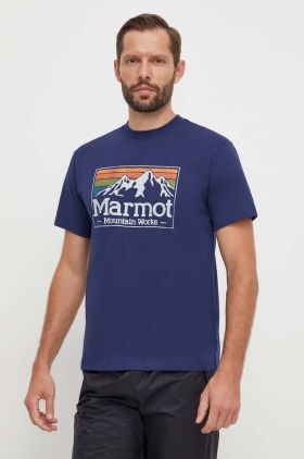 Marmot tricou sport MMW Gradient culoarea albastru marin, cu imprimeu