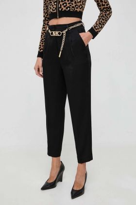 MICHAEL Michael Kors pantaloni femei, culoarea negru, fason tigareta, high waist